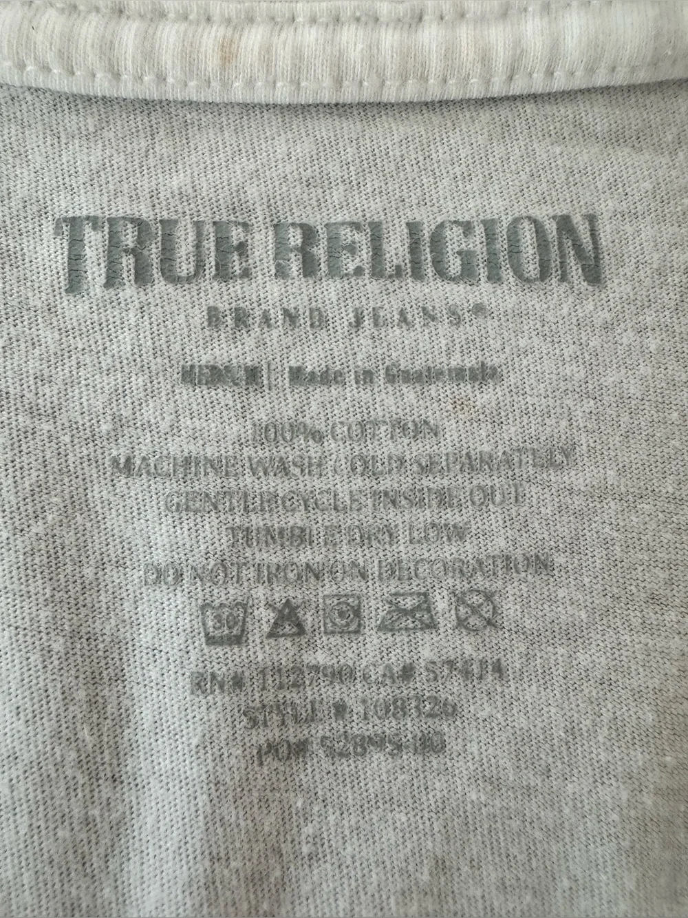 True Religion Men's White Tee Shirt with Blue Buddha Face 💯 Cotton Size Medium
